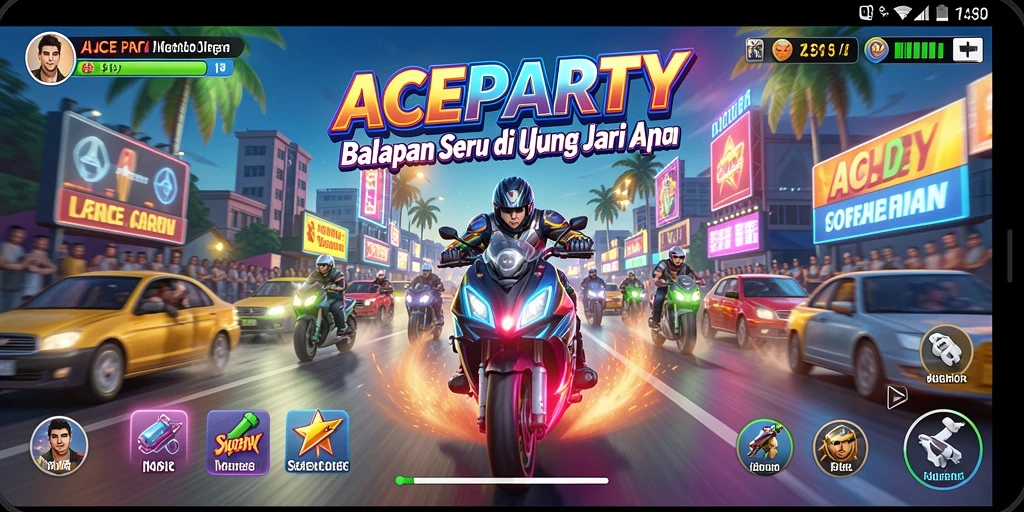 Tampilan gameplay ACEPARTY yang mendebarkan dan grafis menakjubkan.