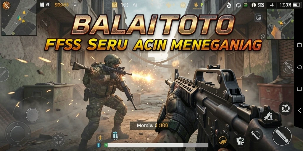 Screenshot gameplay BALAITOTO menampilkan aksi menegangkan dalam pertempuran FPS.