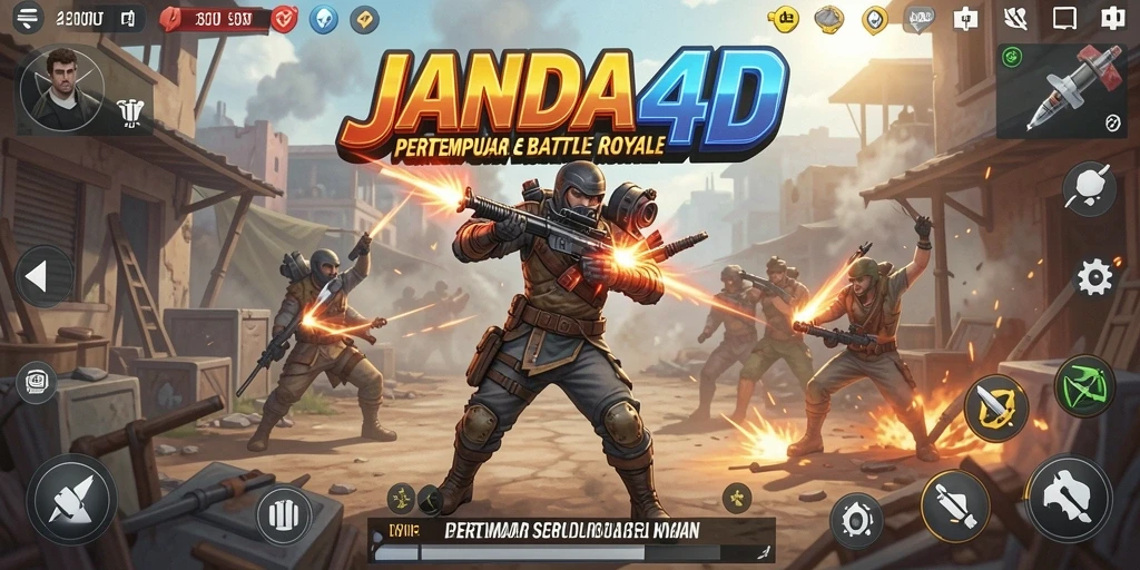 Tangkapan layar gameplay JANDA4D menampilkan aksi pertempuran Battle Royale.