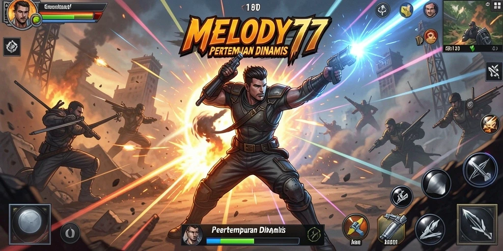 Tampilan menarik gameplay MELODY77 dengan pertarungan dinamis.