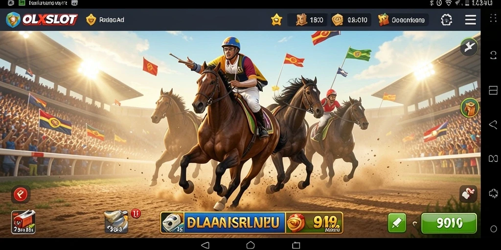 Tampilan gameplay OLXSLOT yang menarik dengan aksi balapan seru.