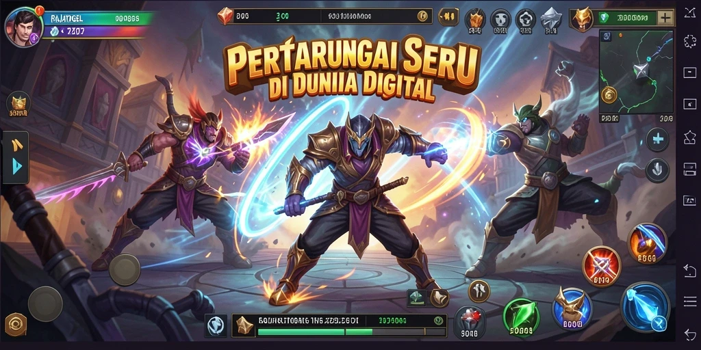 Screenshot gameplay RAJATOGEL menunjukkan pertarungan menegangkan dengan karakter unik.