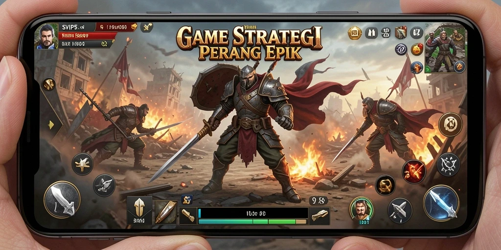 Tangkapan layar gameplay SVIP5 yang menunjukkan pertempuran strategis.